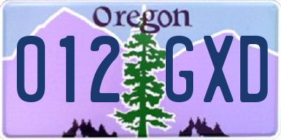 OR license plate 012GXD
