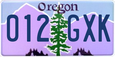 OR license plate 012GXK