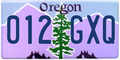 OR license plate 012GXQ