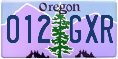 OR license plate 012GXR