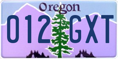 OR license plate 012GXT