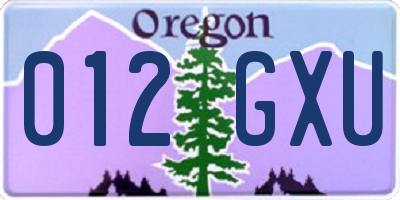 OR license plate 012GXU