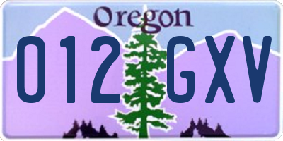 OR license plate 012GXV