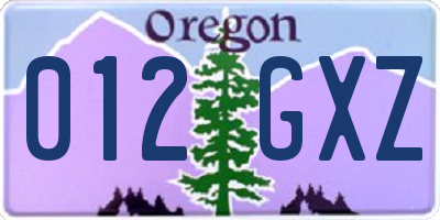 OR license plate 012GXZ