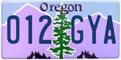 OR license plate 012GYA