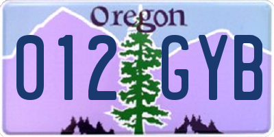 OR license plate 012GYB