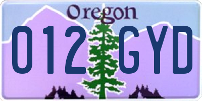 OR license plate 012GYD