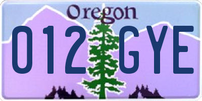 OR license plate 012GYE