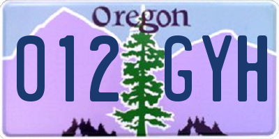 OR license plate 012GYH