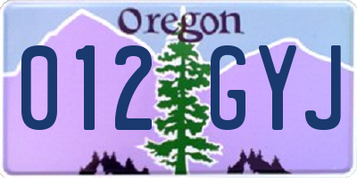 OR license plate 012GYJ