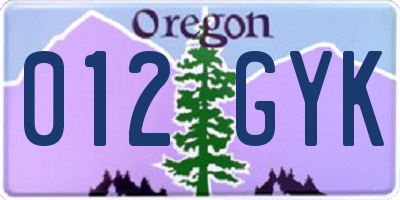 OR license plate 012GYK