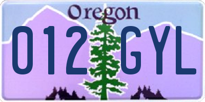 OR license plate 012GYL