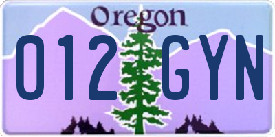 OR license plate 012GYN