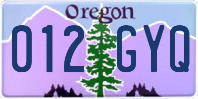 OR license plate 012GYQ