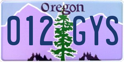 OR license plate 012GYS