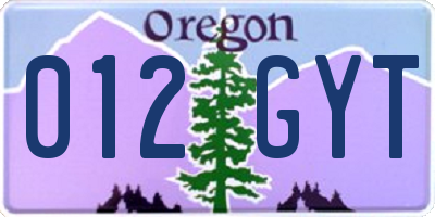OR license plate 012GYT