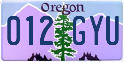 OR license plate 012GYU