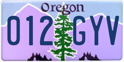 OR license plate 012GYV