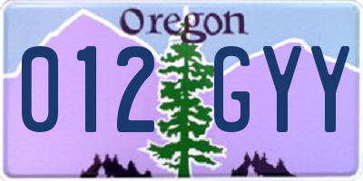 OR license plate 012GYY
