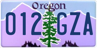 OR license plate 012GZA