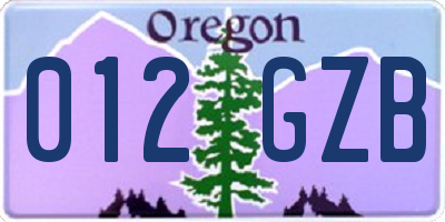 OR license plate 012GZB