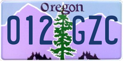 OR license plate 012GZC