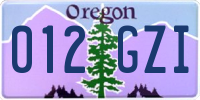 OR license plate 012GZI