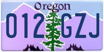 OR license plate 012GZJ