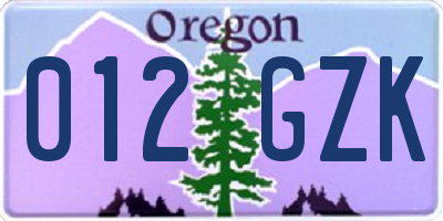 OR license plate 012GZK