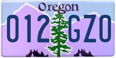 OR license plate 012GZO