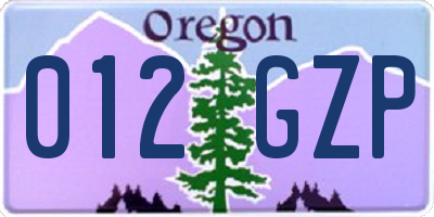 OR license plate 012GZP