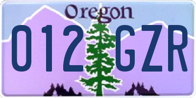 OR license plate 012GZR