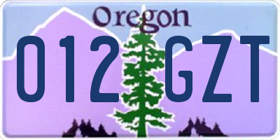 OR license plate 012GZT