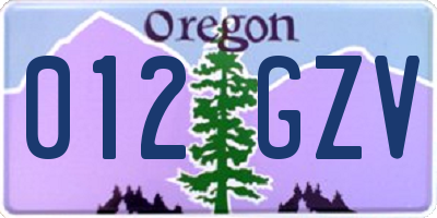 OR license plate 012GZV