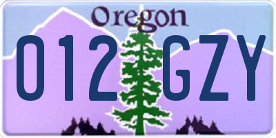 OR license plate 012GZY