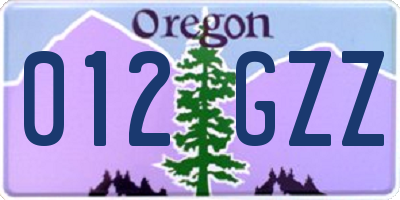 OR license plate 012GZZ