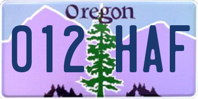 OR license plate 012HAF