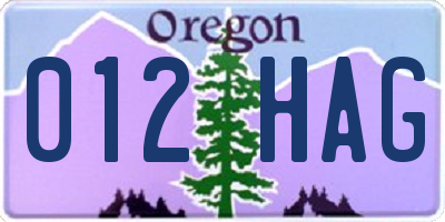 OR license plate 012HAG