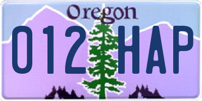 OR license plate 012HAP