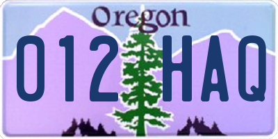 OR license plate 012HAQ