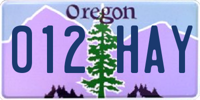 OR license plate 012HAY