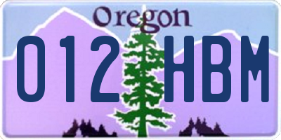 OR license plate 012HBM