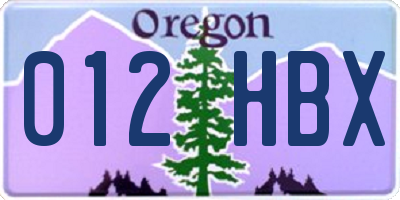 OR license plate 012HBX