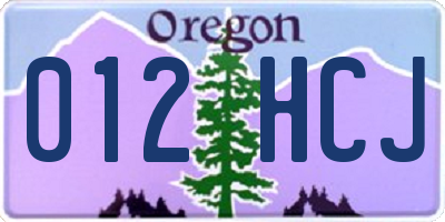 OR license plate 012HCJ