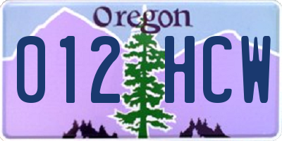 OR license plate 012HCW