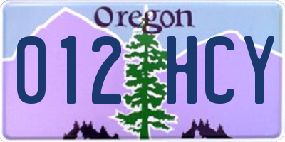 OR license plate 012HCY