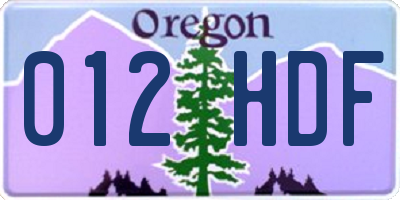 OR license plate 012HDF