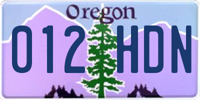 OR license plate 012HDN