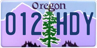 OR license plate 012HDY