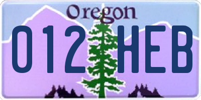 OR license plate 012HEB
